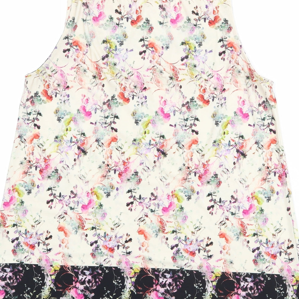 Warehouse Womens Multicoloured Geometric Polyester Basic Tank Size 12 Scoop Neck
