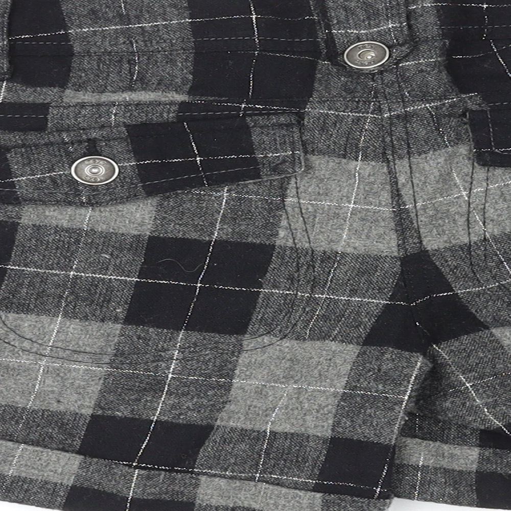 NEXT Womens Black Plaid Polyester Hot Pants Shorts Size 12 L4 in Regular Zip