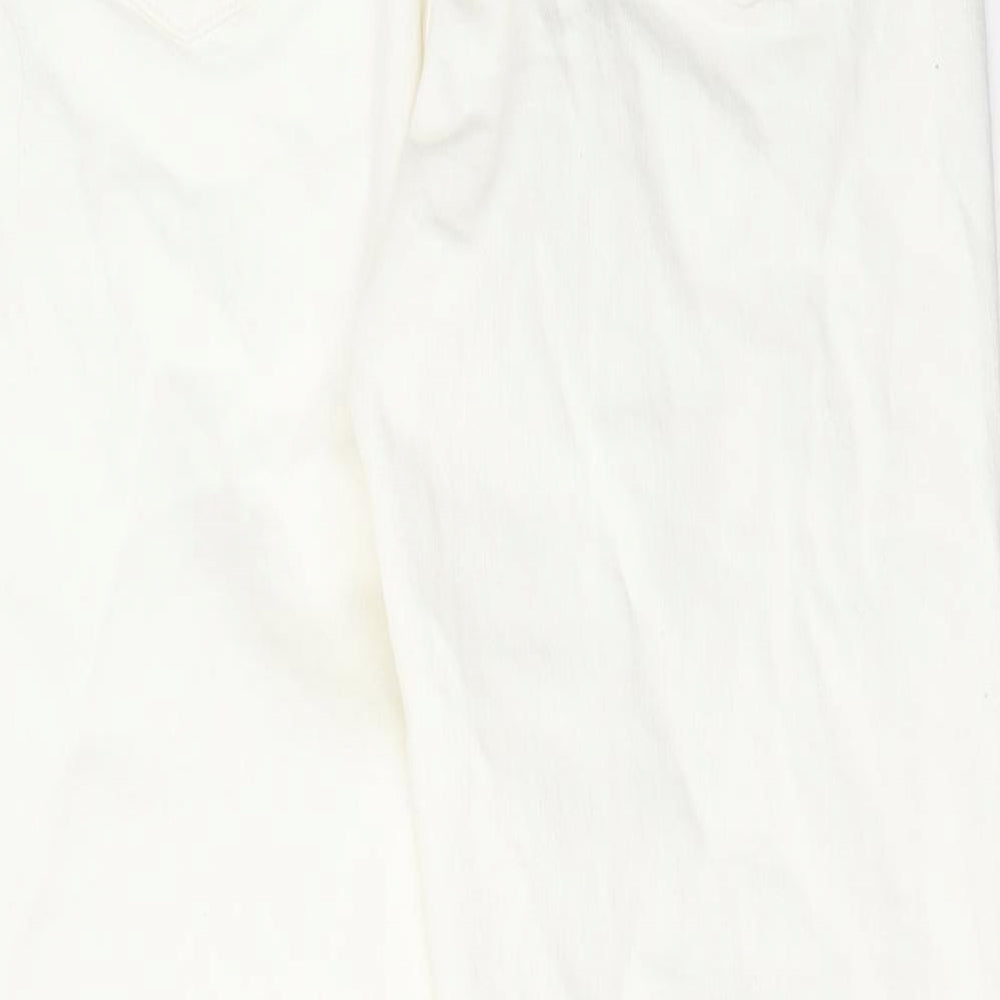 Marks and Spencer Womens White Cotton Tapered Jeans Size 8 L28 in Regular Zip