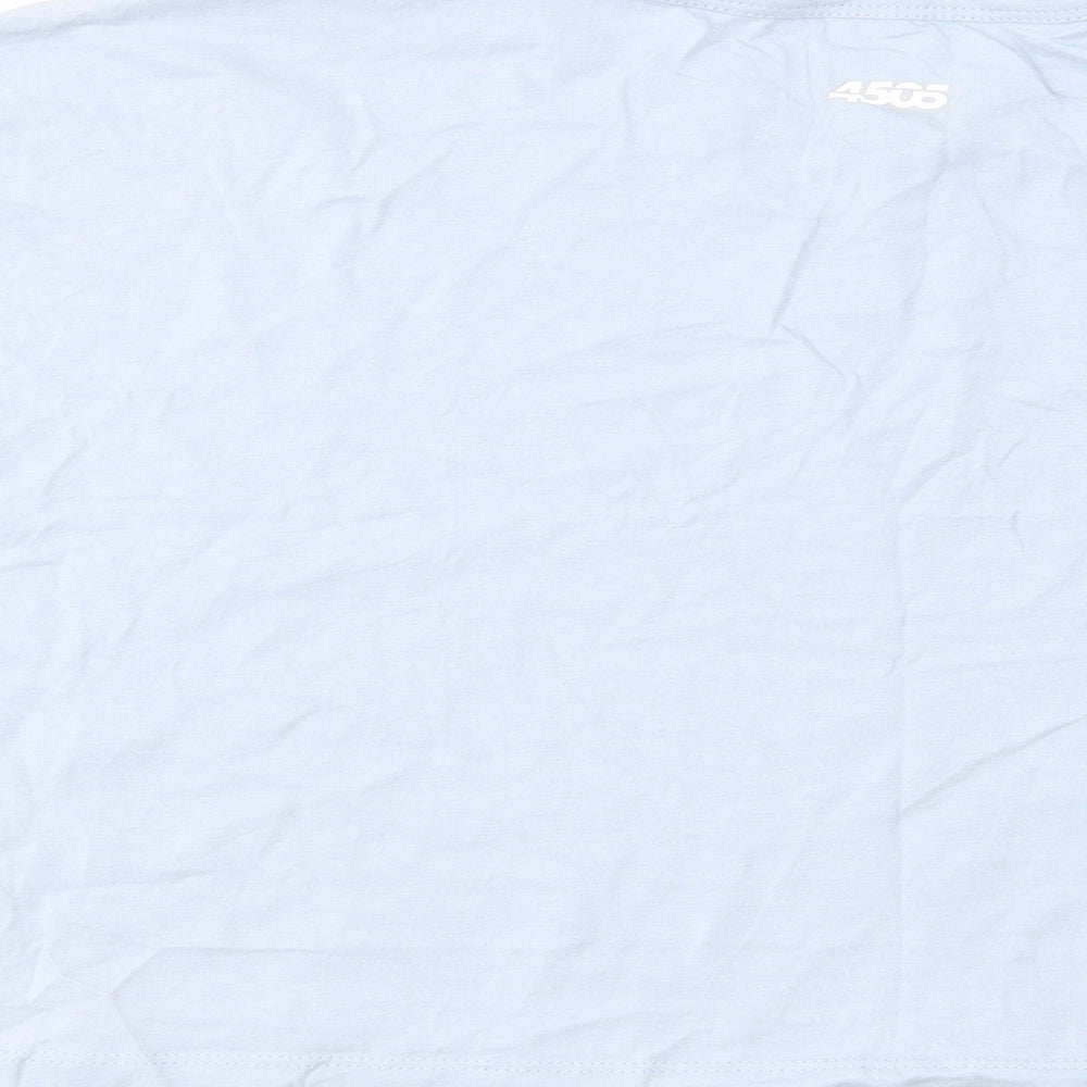 ASOS Womens Blue Cotton Cropped T-Shirt Size 16 Round Neck