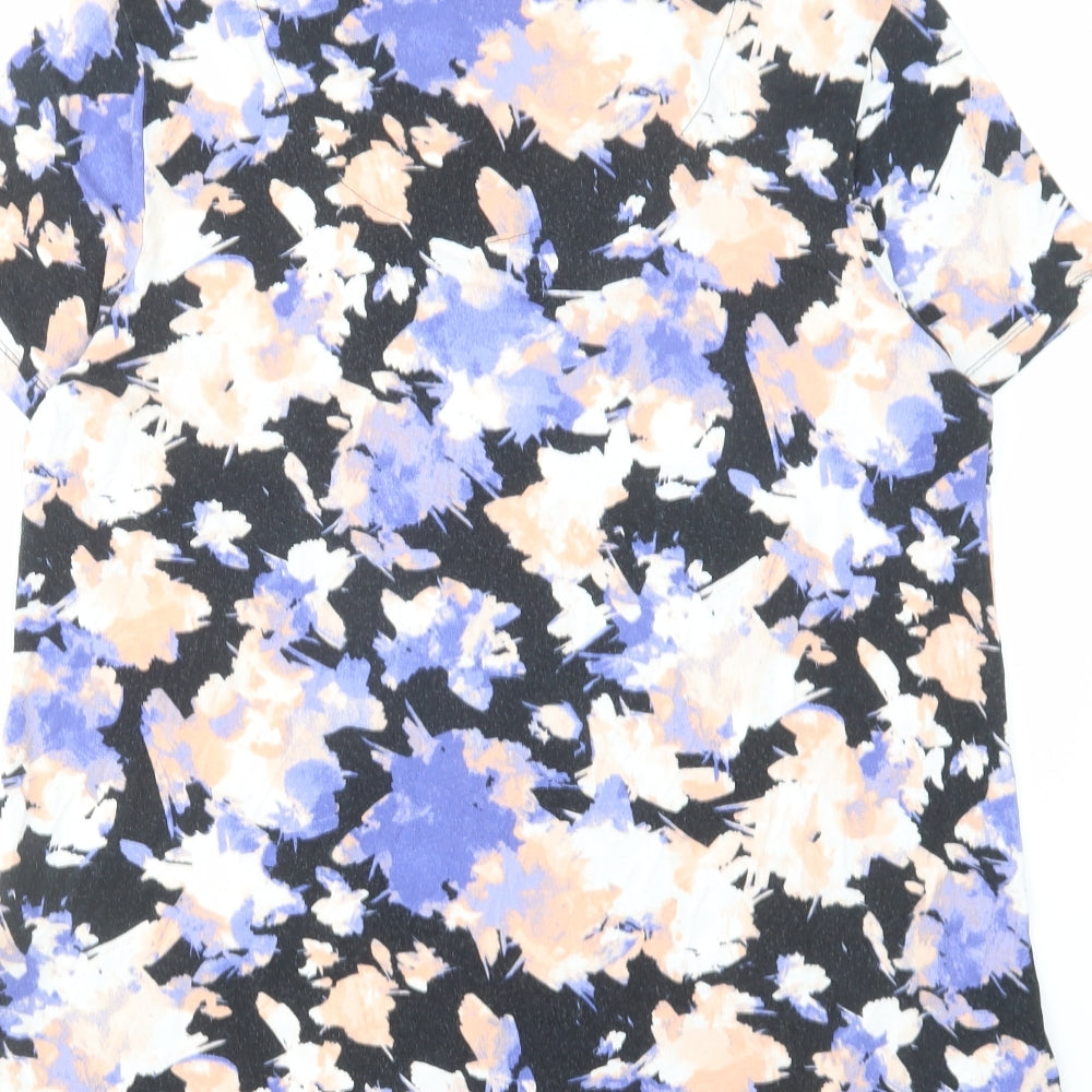 JM Collection Womens Multicoloured Floral Viscose Basic T-Shirt Size M Round Neck