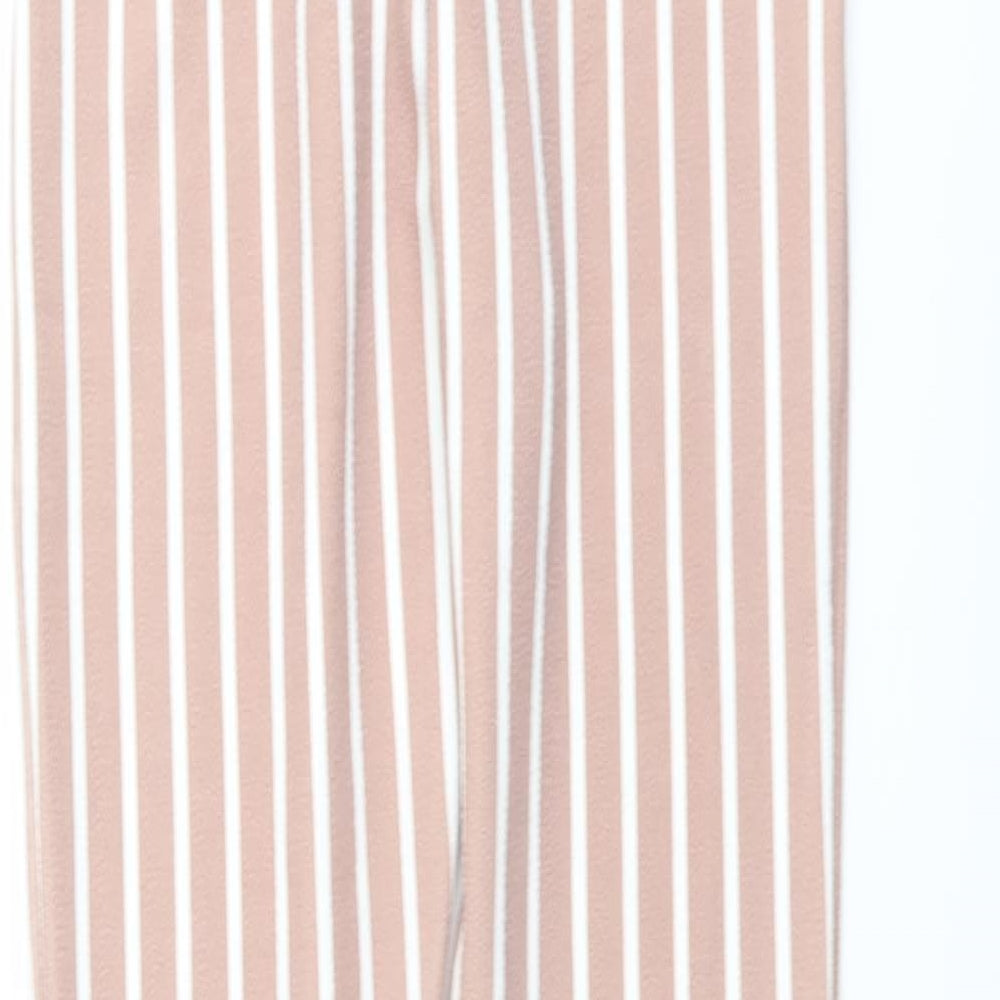 PRETTYLITTLETHING Womens Pink Striped Polyester Carrot Trousers Size 6 L28 in Regular