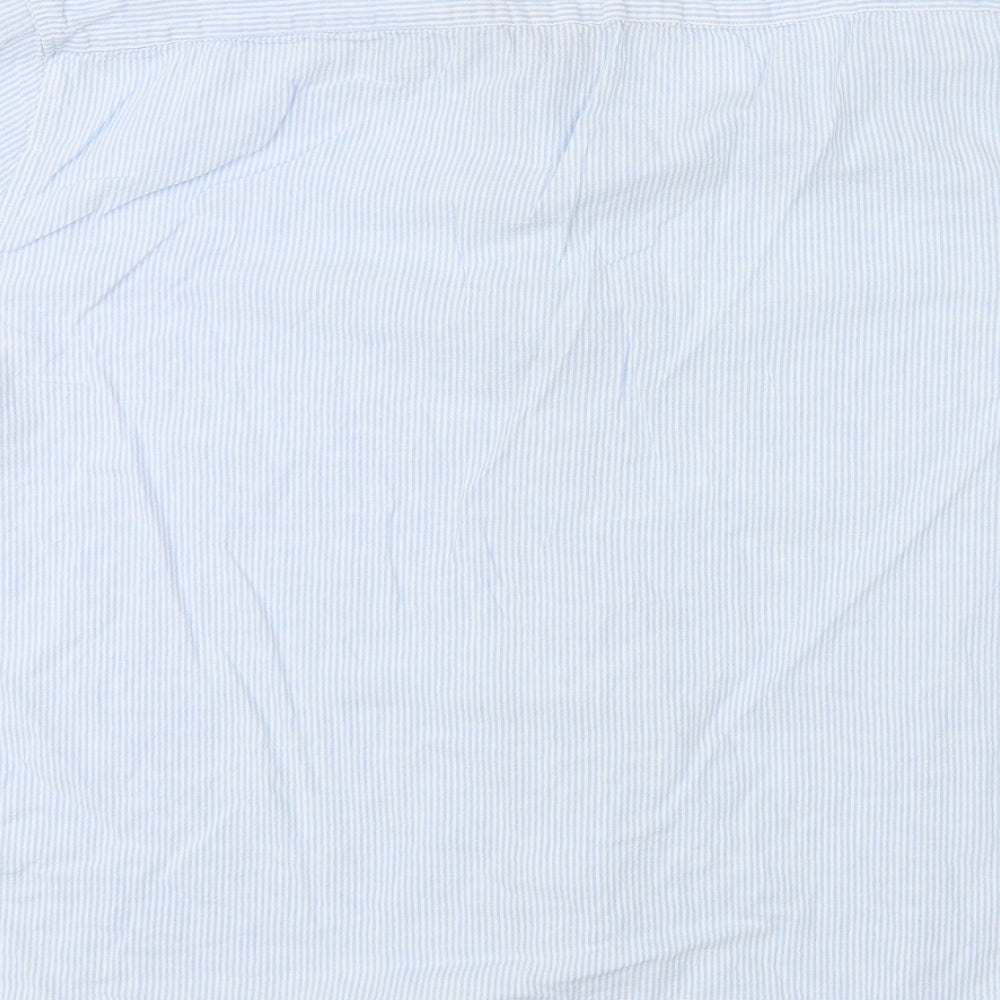 Marks and Spencer Womens Blue Striped Linen Basic Button-Up Size 2XL Collared