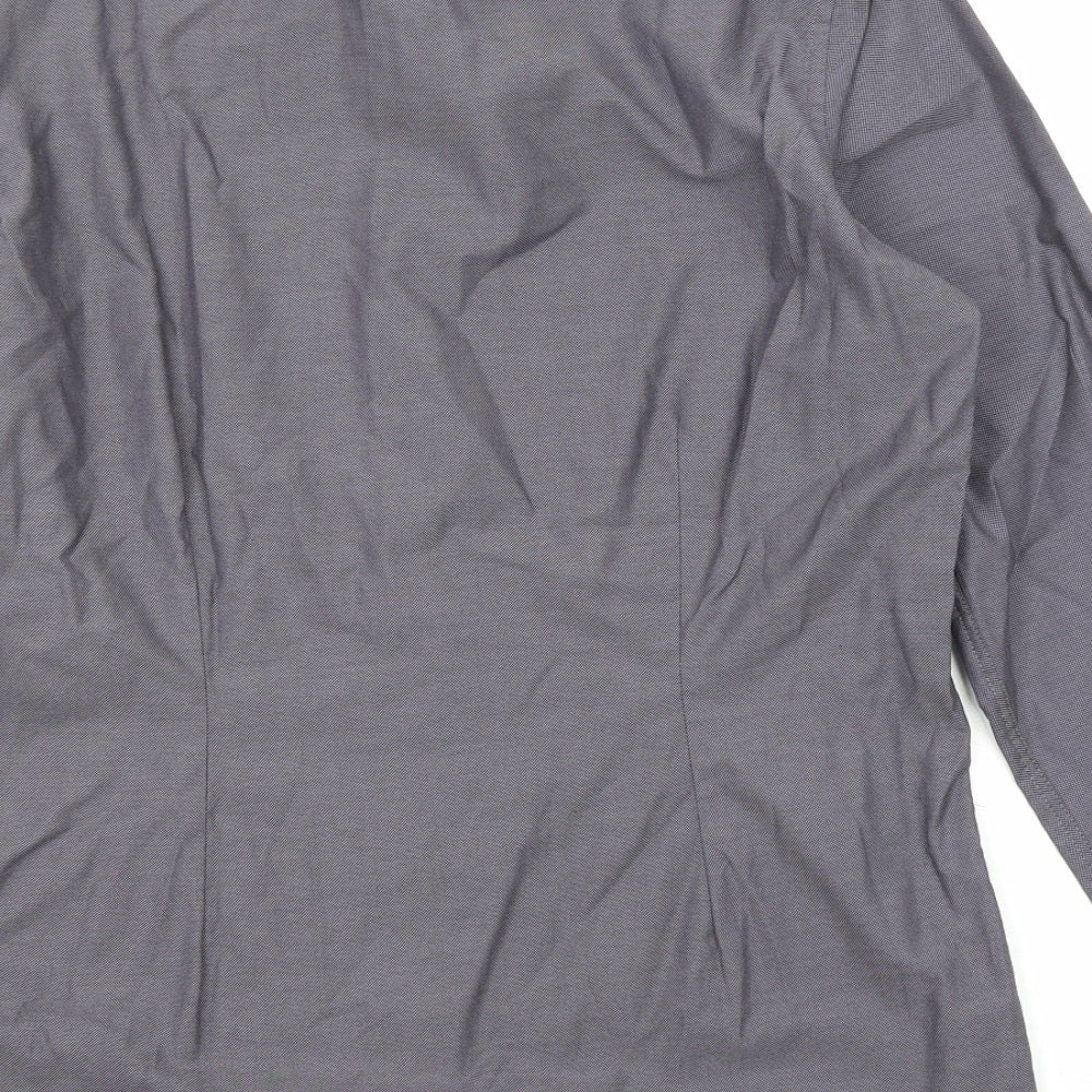 NEXT Mens Grey Cotton Button-Up Size 15.5 Collared Button