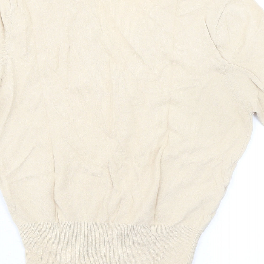 Marks and Spencer Womens Beige Viscose Basic Blouse Size 10 Collared