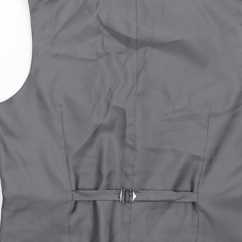 Marks and Spencer Mens Grey Polyester Jacket Suit Waistcoat Size S Regular