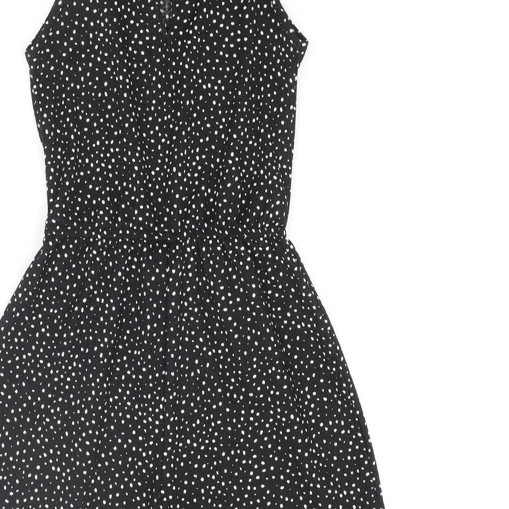 New Look Girls Black Geometric Polyester Playsuit One-Piece Size 9 Years L3 in Button