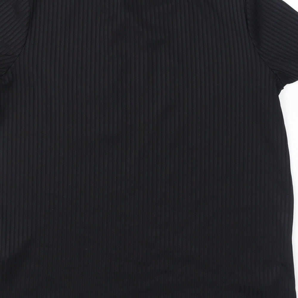 Zara Womens Black Polyester Basic T-Shirt Size M Round Neck