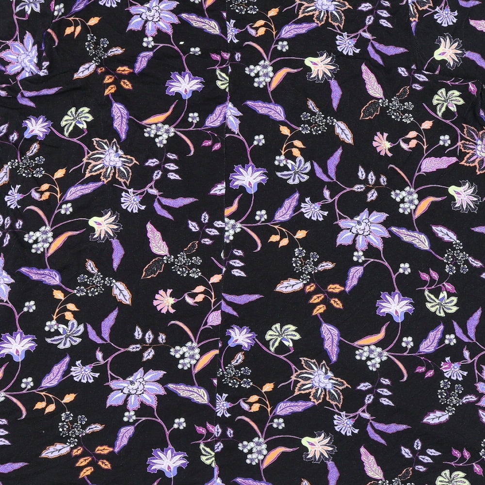 Evans Womens Black Floral Viscose A-Line Size 22 Scoop Neck Pullover - Size 22-24