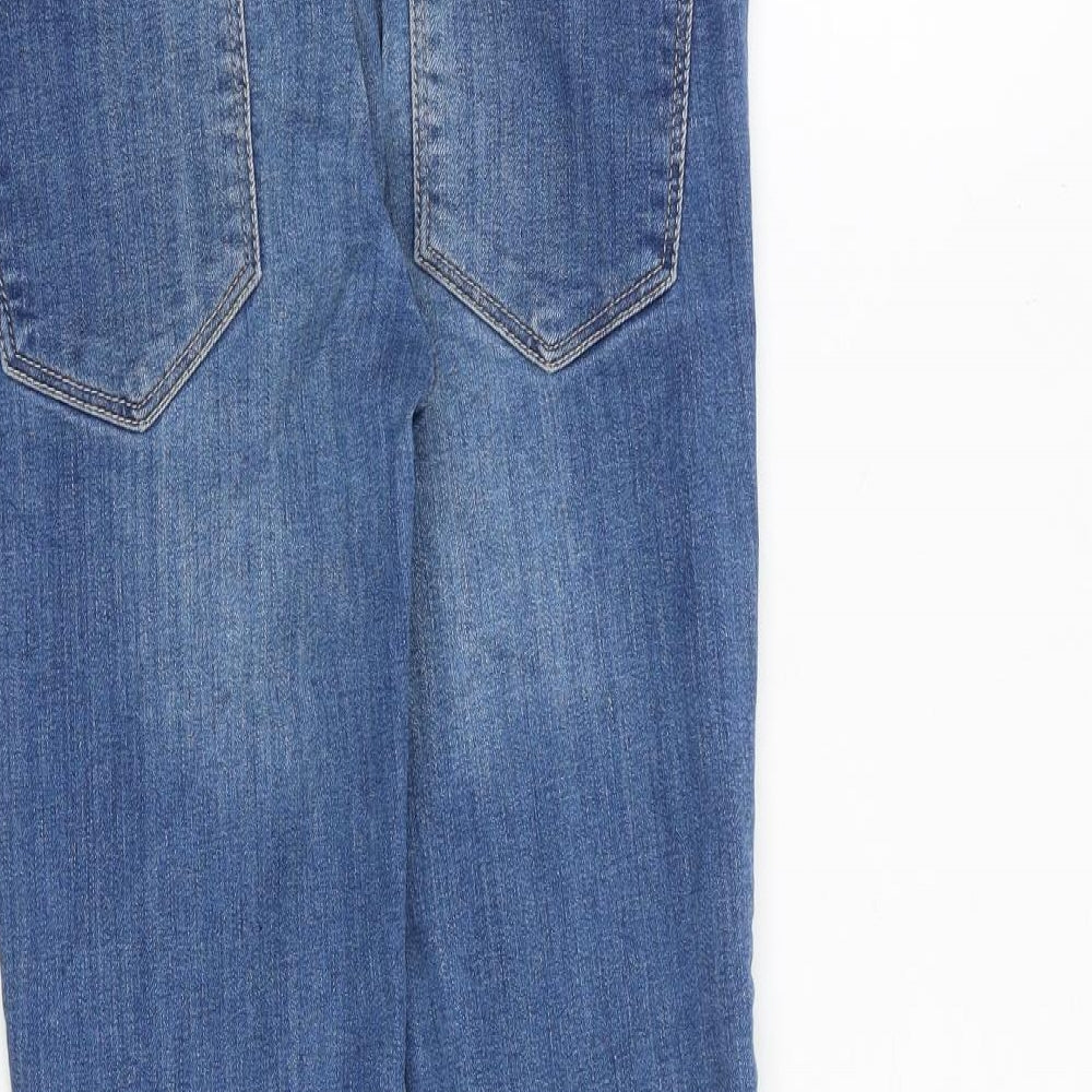 H&M Womens Blue Cotton Straight Jeans Size 27 in L26 in Slim Zip