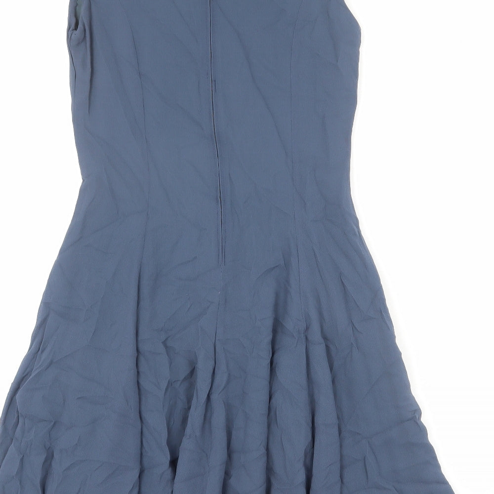 Jigsaw Womens Blue Viscose Trapeze & Swing Size 6 Round Neck Zip