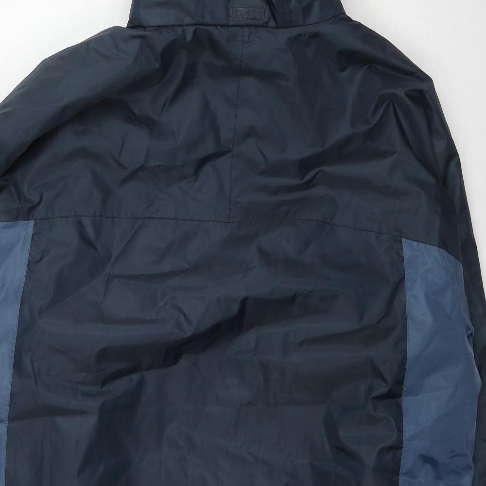 Outdoor Scene Mens Blue Rain Coat Coat Size XL Zip