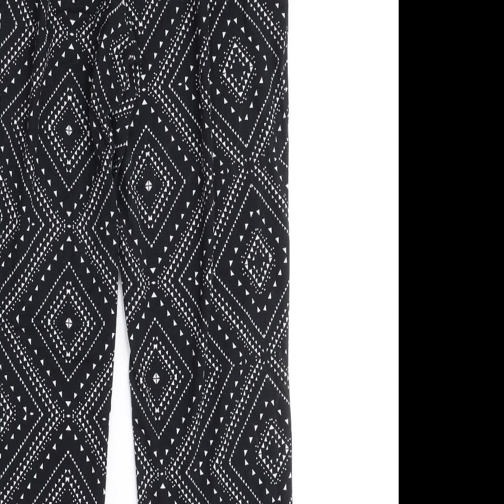 QED London Womens Black Geometric Polyester Harem Trousers Size M L28 in Regular