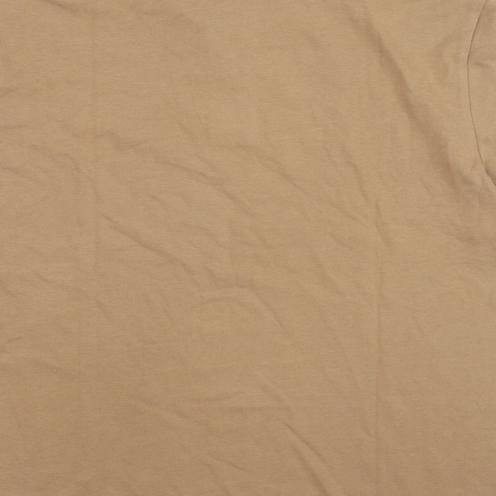 Marks and Spencer Mens Brown Cotton Polo Size L Collared Button