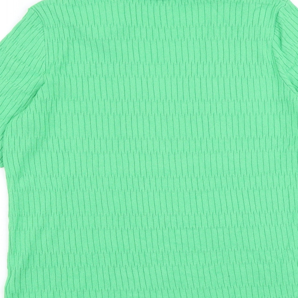 Marks and Spencer Womens Green Collared Viscose Pullover Jumper Size M