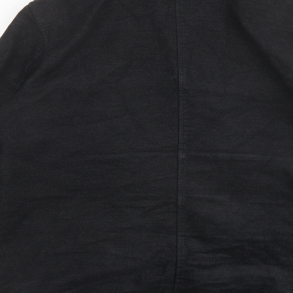 Marks and Spencer Mens Black Pea Coat Coat Size L Zip