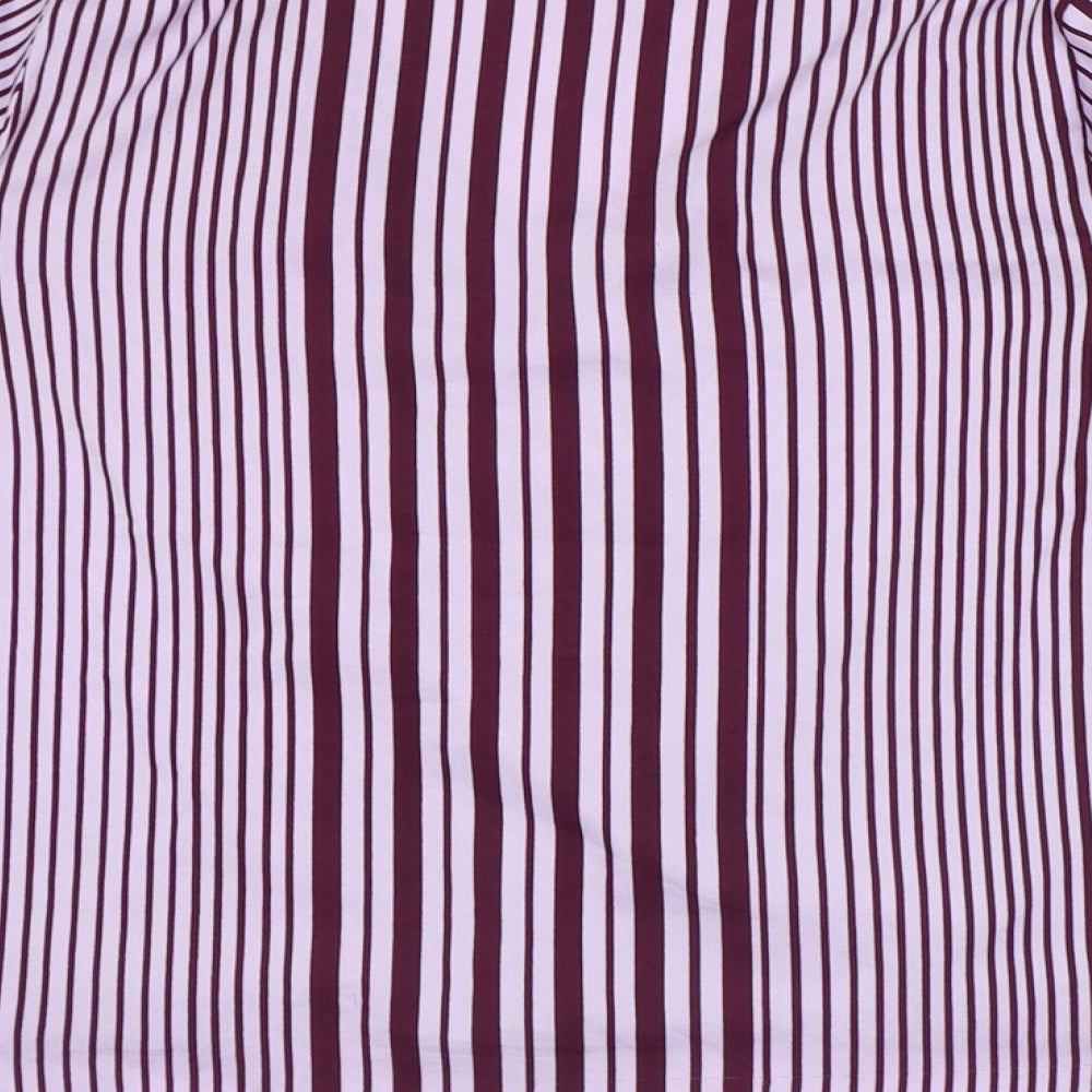 NEXT Womens Purple Striped Polyester Basic Blouse Size 10 V-Neck