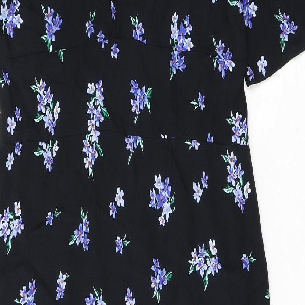 nobodyschild Womens Black Floral Viscose Maxi Size 10 Collared Button
