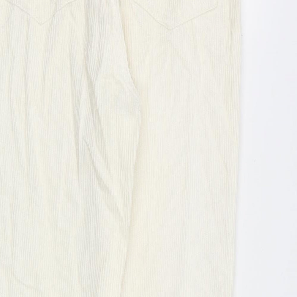 Stradivarius Womens Ivory Cotton Trousers Size 8 L27 in Regular Zip