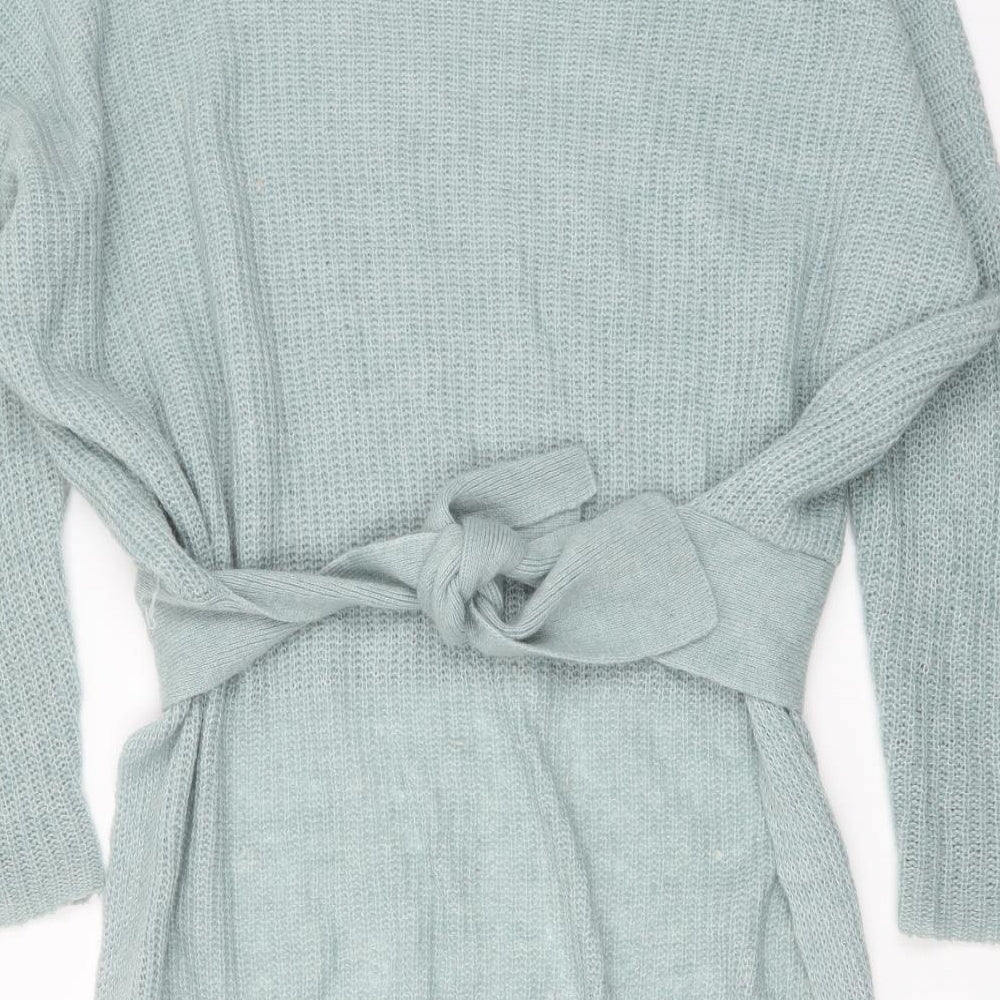 River Island Womens Green Boat Neck Acrylic Pullover Jumper Size S - Tie Waist