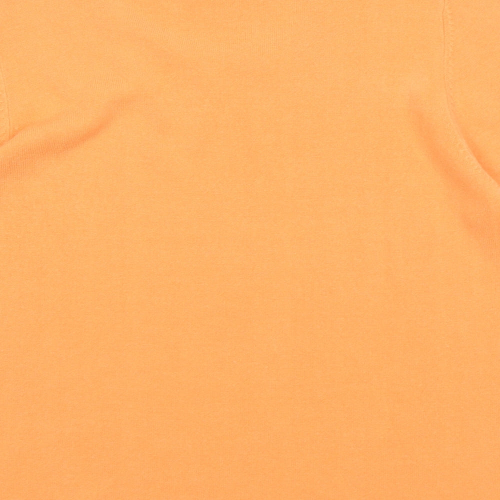 Classic Womens Orange Round Neck Acrylic Pullover Jumper Size 16