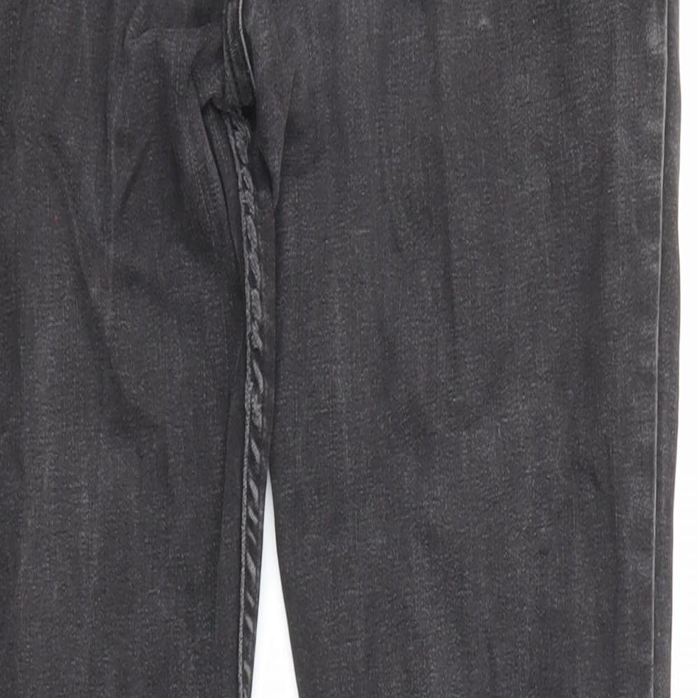 Marks and Spencer Womens Black Cotton Straight Jeans Size 12 L27 in Slim Zip