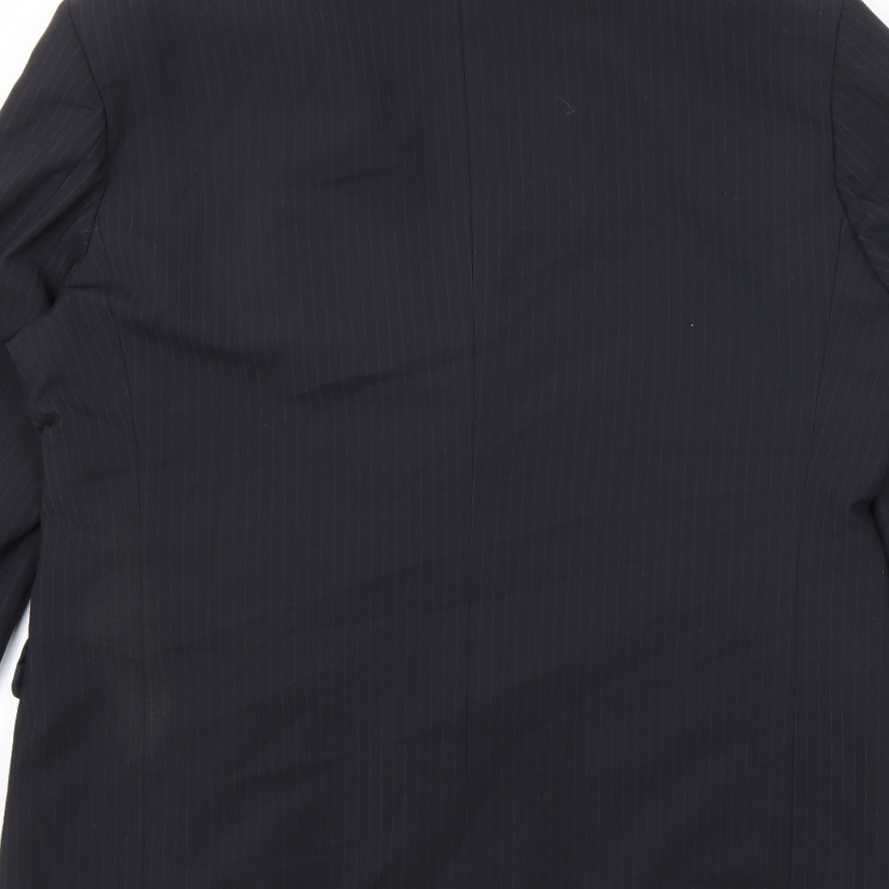 Marks and Spencer Mens Blue Striped Polyester Jacket Suit Jacket Size 42 Regular