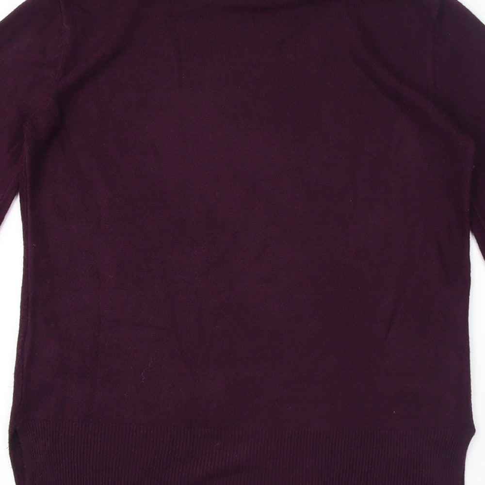 Marks and Spencer Womens Purple Mock Neck Acrylic Pullover Jumper Size S