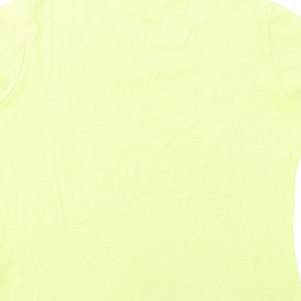 Marks and Spencer Womens Green Cotton Basic T-Shirt Size 16 Crew Neck
