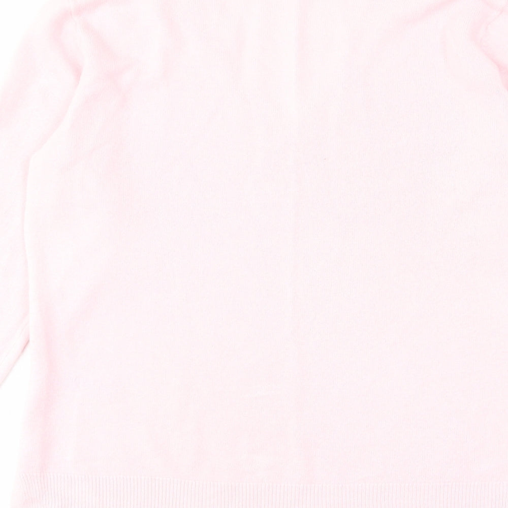 Marks and Spencer Womens Pink V-Neck Acrylic Pullover Jumper Size 8