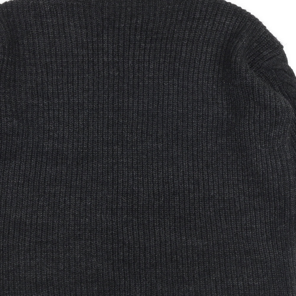 Limited Collection Womens Grey Mock Neck Acrylic Pullover Jumper Size S