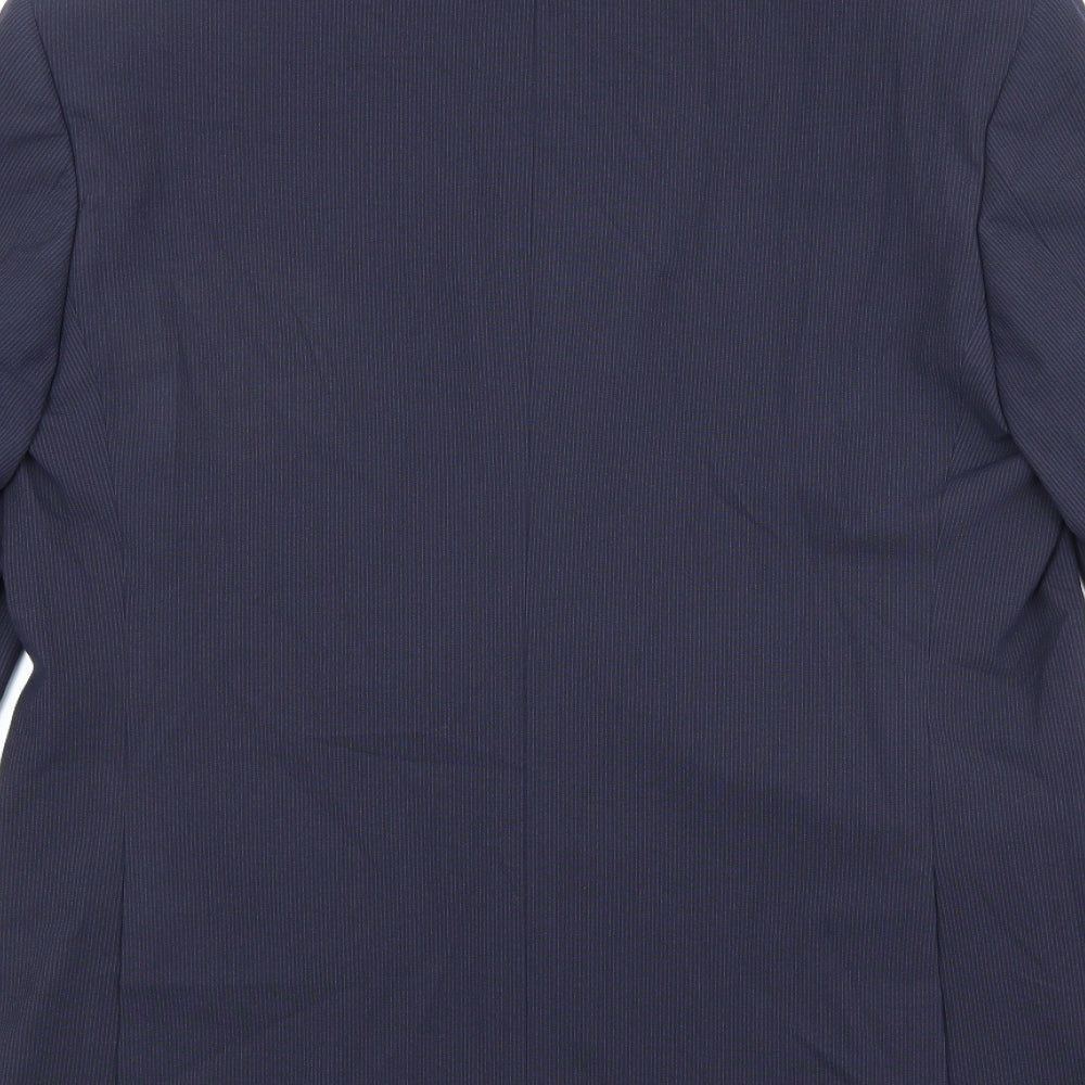Marks and Spencer Mens Blue Striped Polyester Jacket Suit Jacket Size 42 Regular