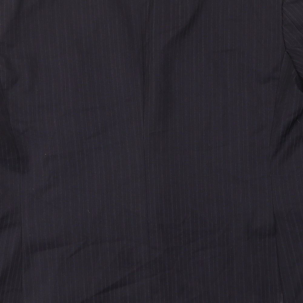 Marks and Spencer Mens Black Striped Wool Jacket Suit Jacket Size 48 Regular - Inside pockets