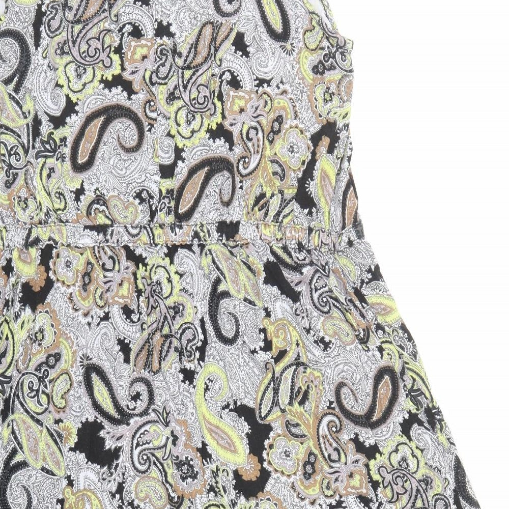 H&M Womens Multicoloured Paisley Viscose Tank Dress Size M Scoop Neck Pullover - Adjustable Waist
