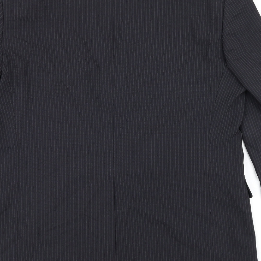 Marks and Spencer Mens Blue Striped Polyester Jacket Suit Jacket Size 42 Regular