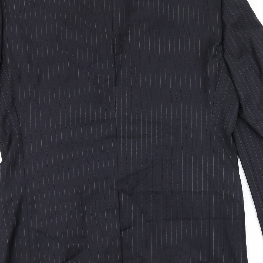 Daniel Hetcher Mens Black Striped Polyester Jacket Suit Jacket Size 38 Regular
