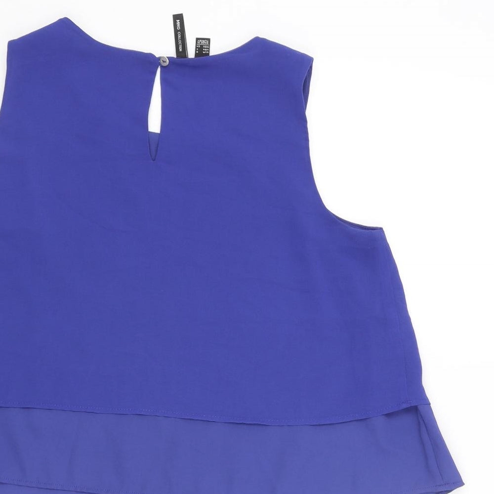 Mango Womens Blue Polyester Camisole Blouse Size S Scoop Neck - Layered