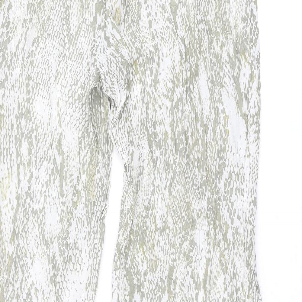 Zara Womens Beige Animal Print Viscose Trousers Size M L33 in Regular Zip - Snake Print