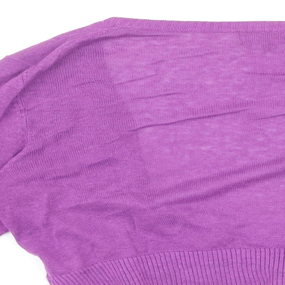 NEXT Womens Purple V-Neck Linen Cardigan Jumper Size 12