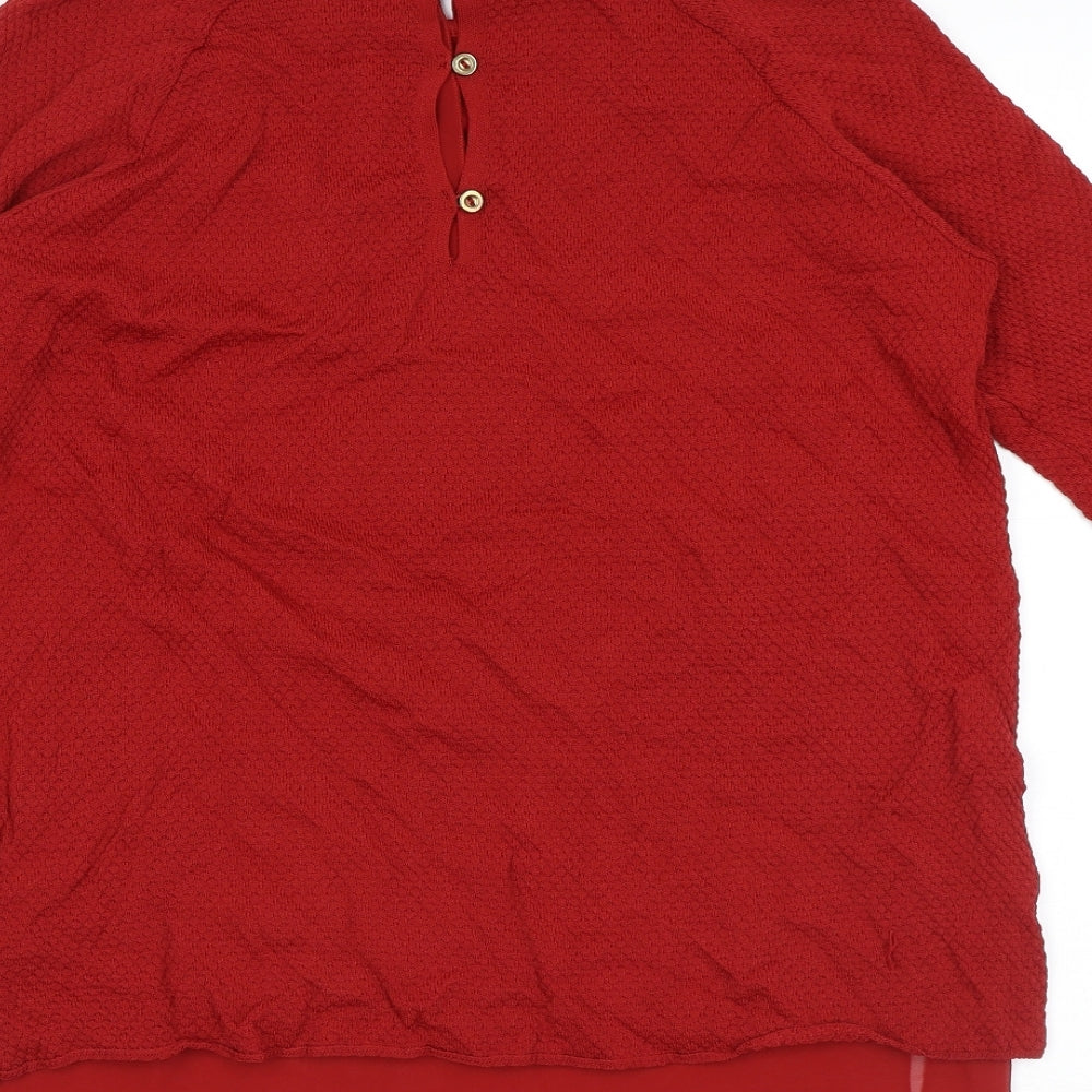 Zara Womens Red Round Neck Acrylic Pullover Jumper Size L