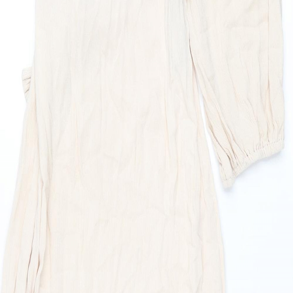 Missguided Womens Pink Viscose Maxi Size 8 One Shoulder Zip - Knot High Slit