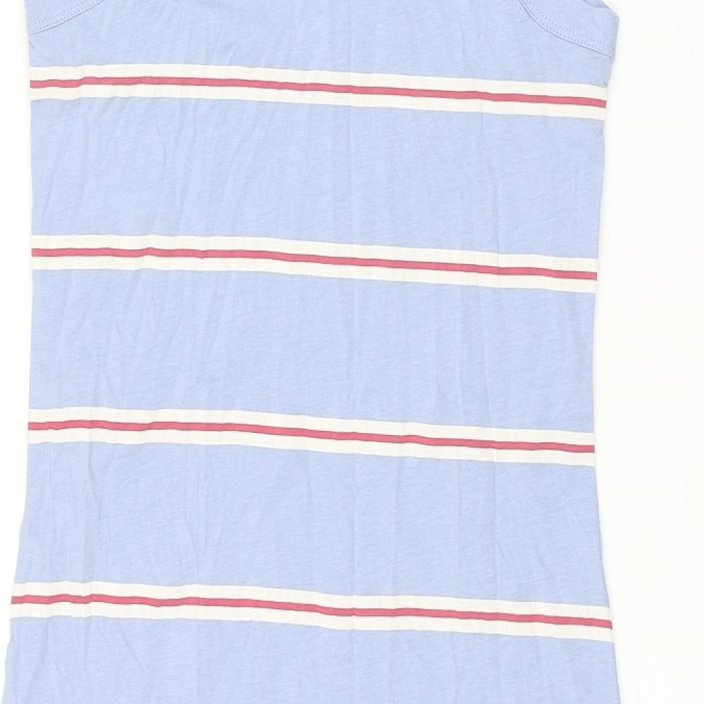 Marks and Spencer Womens Blue Striped Cotton Tank Dress Size S Crew Neck Pullover