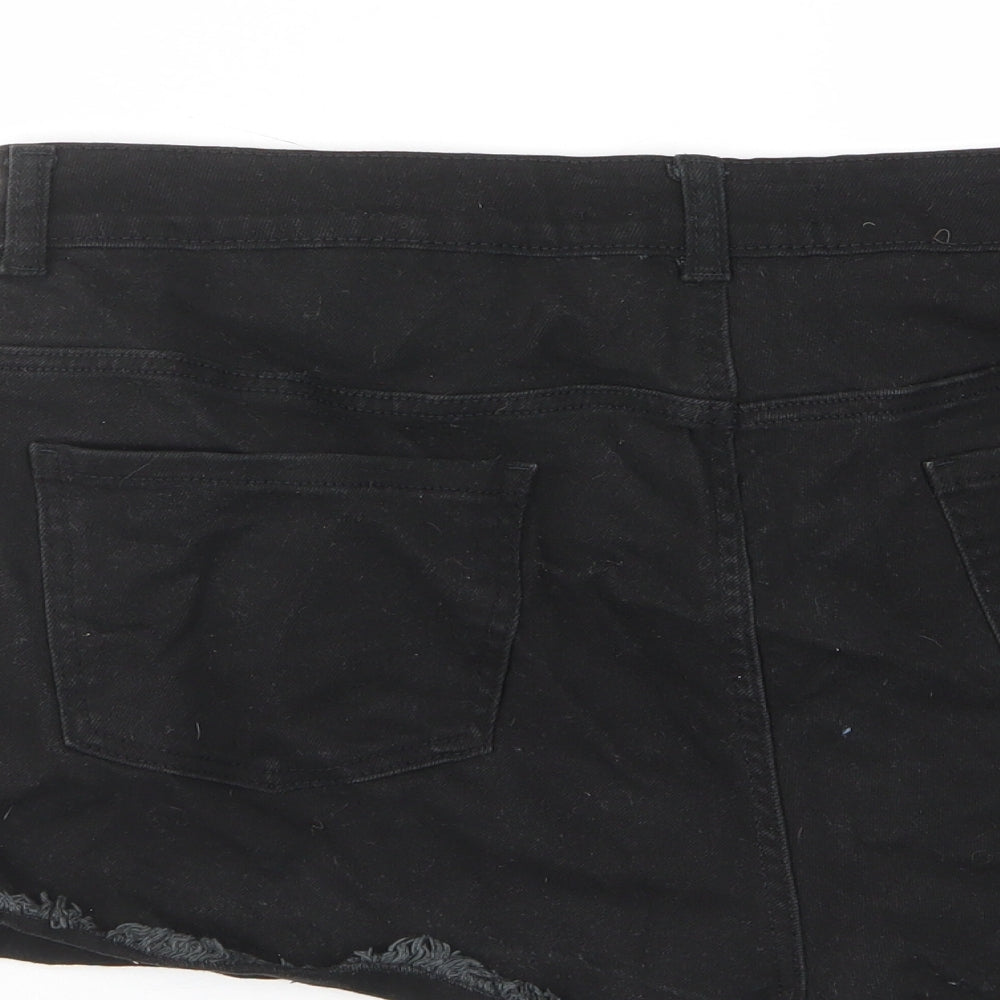 Denim & Co. Womens Black Cotton Basic Shorts Size 20 L3 in Regular Zip - Pockets, Belt Loops