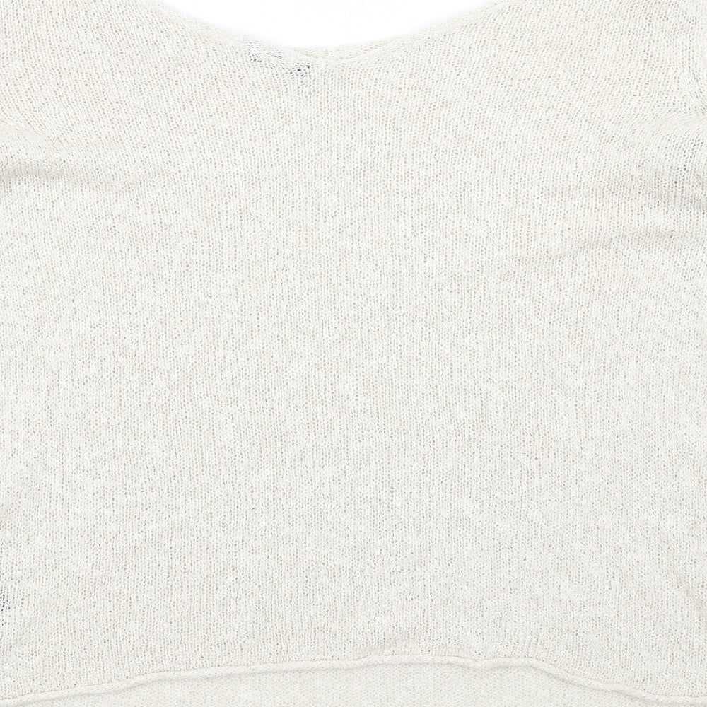 Zara Womens Beige Boat Neck Acrylic Pullover Jumper Size S