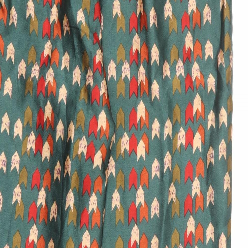 PRETTYLITTLETHING Womens Multicoloured Geometric Polyester Trousers Size 8 L24 in Regular Drawstring