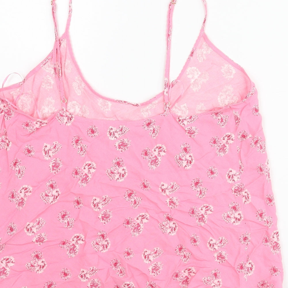 Marks and Spencer Womens Pink Floral Viscose Camisole Blouse Size 12 Scoop Neck