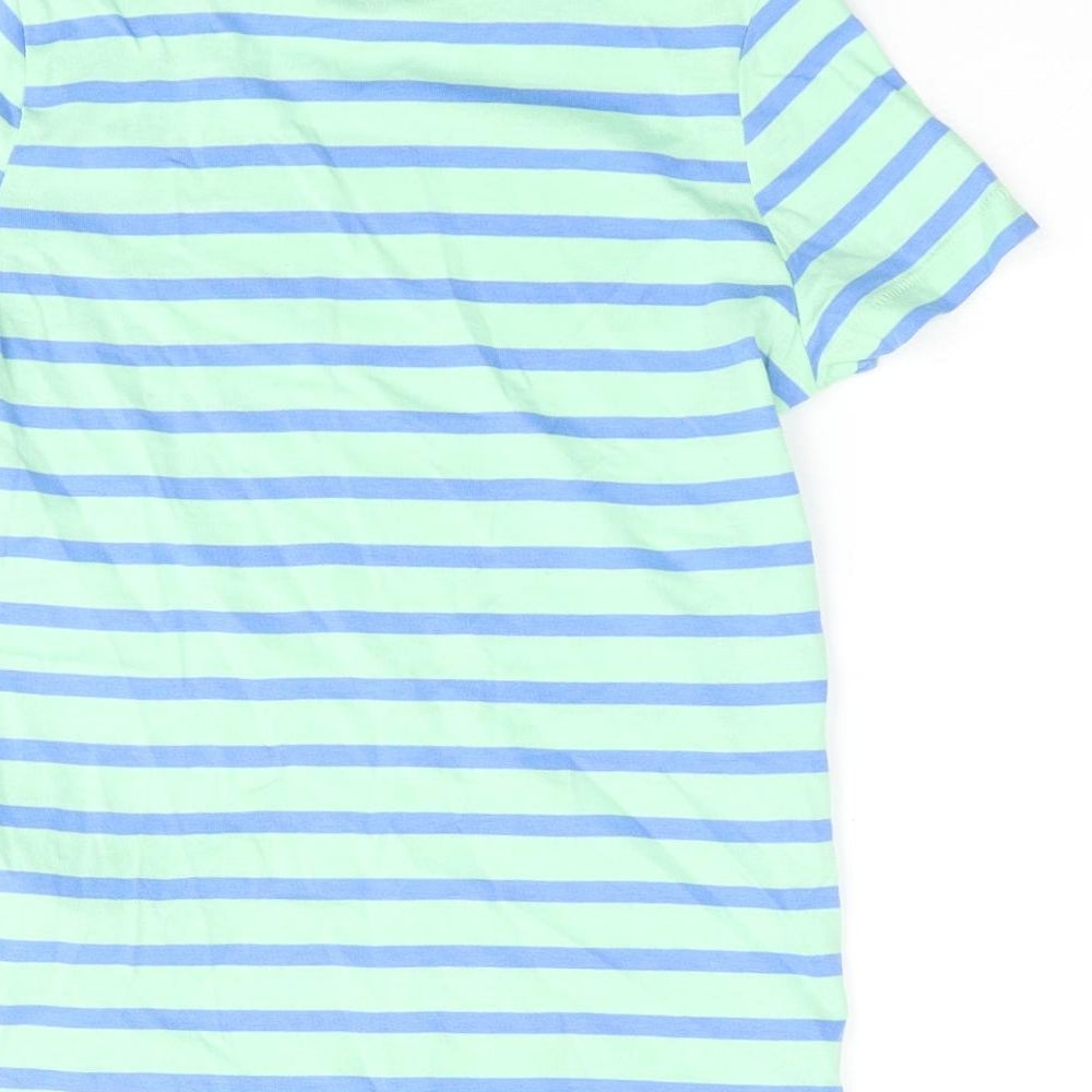 Marks and Spencer Boys Multicoloured Floral Cotton Basic T-Shirt Size 5-6 Years Crew Neck Pullover - Happy