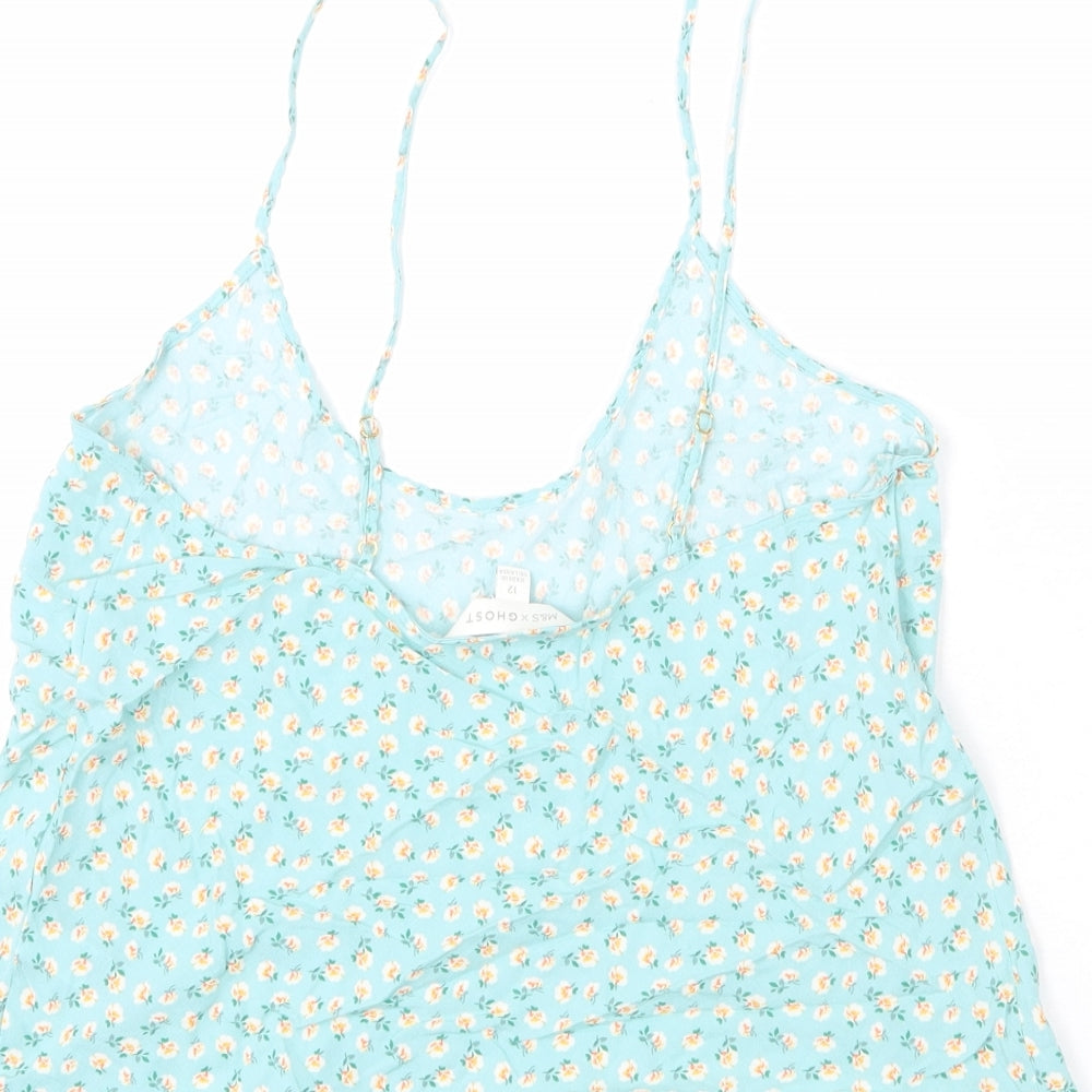 Ghost Womens Blue Floral Viscose Camisole Tank Size 12 Scoop Neck