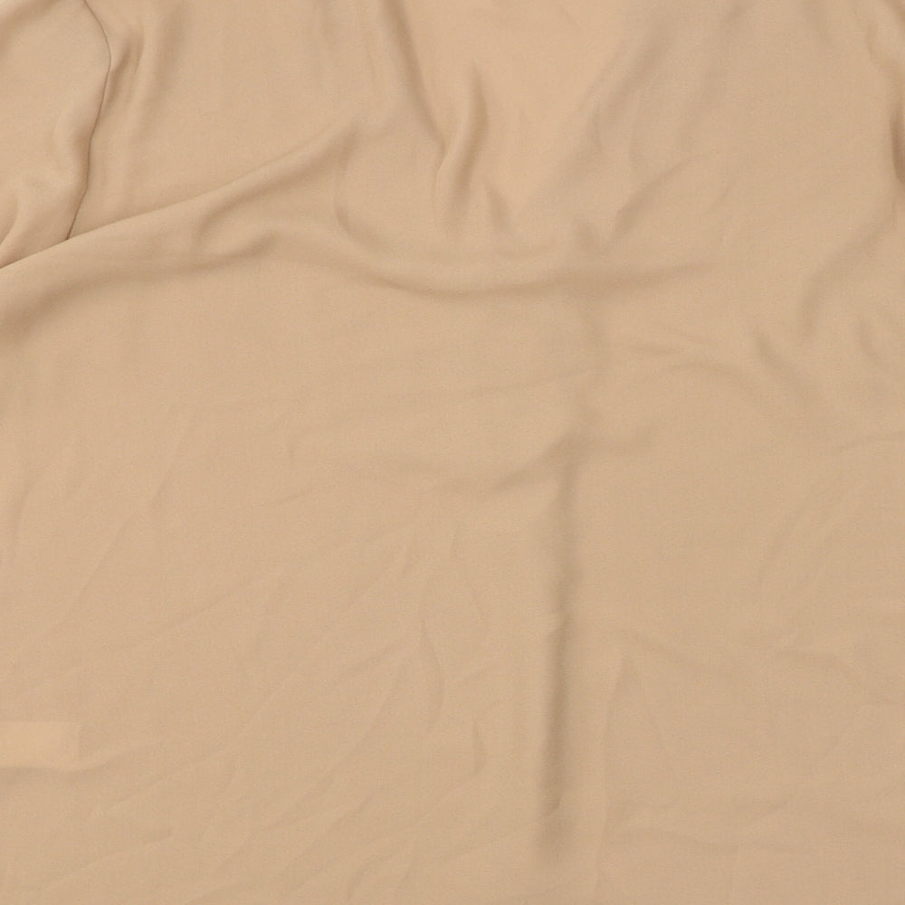 Dorothy Perkins Womens Brown Polyester Basic Blouse Size 14 V-Neck - Roll Up Sleeves