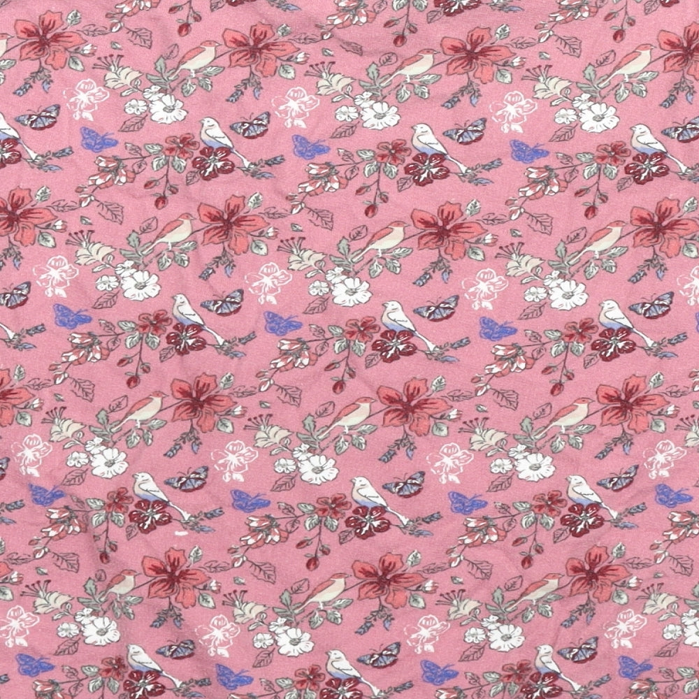 Cotton Traders Womens Pink Floral Cotton Pullover Sweatshirt Size 12 Pullover - Birds